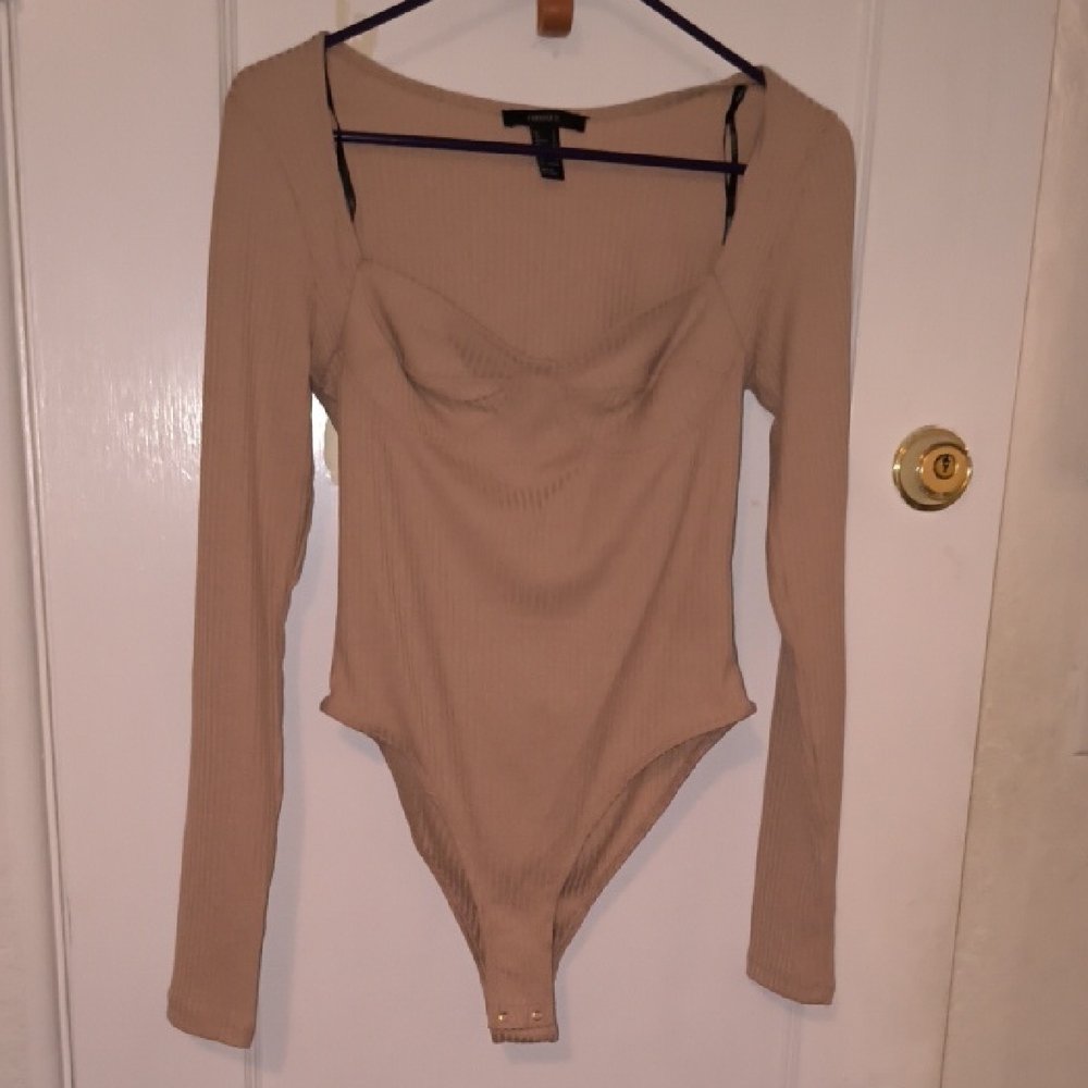 Forever 21 | Taupe Ribbed Bodysuit